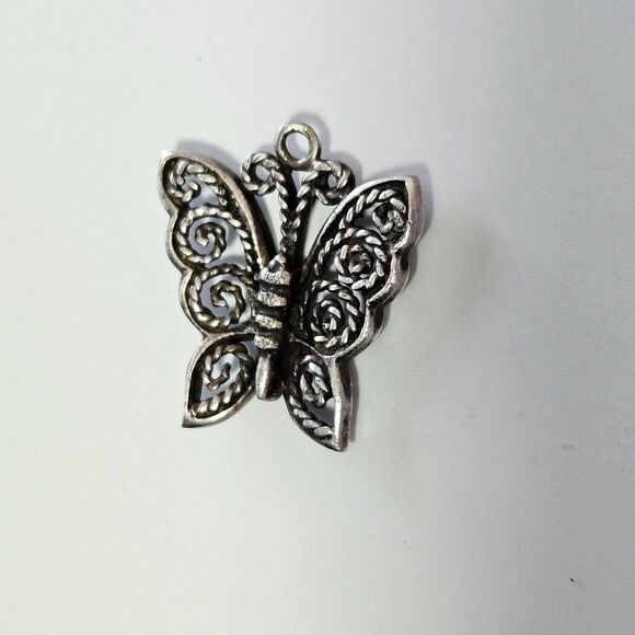 Sterling silver butterfly pendant charm - Picture 10 of 11